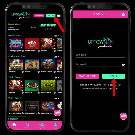 uptown pokies login
